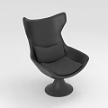 Modern Black Accent Chair Design With Comfortable Cushion And Round Base 3d model