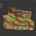 Natural Rock Sculpture With Carved Details And Brown Orange Layered Texture