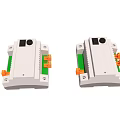 White Electrical Components With Green Panels And Orange Connectors Dual Units