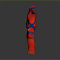 Red Jumpsuit With Blue Harness And Functional Design For Professional Activities