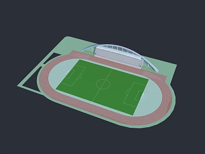 Outdoor Football Stadium With Running Track And Grandstand Sports Facility Design 3d model