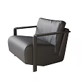 Modern Minimalist Single Sofa With Dark Gray Leather Upholstery And Sleek Armrests