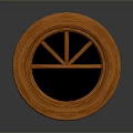 Orange Wooden Circular Home Decor Item With Crossed Grid Lines Design