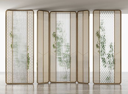 Modern partition lattice glass screen partition 3d model