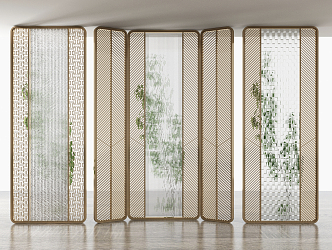 Modern partition lattice glass screen partition 3d model