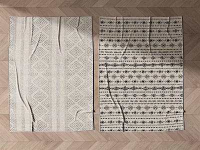 Square Rugs With Geometric Patterns Light And Dark Tones For Living Room Decor 3d model