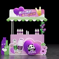 Purple Pink Popsicle Stand With Panda Figure Beverage Bottles And 20th Anniversary Decorations