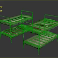 Set of Two Sturdy Bunk Beds With Metal Frames Brown Mattresses And Pillows