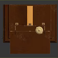 Antique Wooden Cabinet With Gold Carved Accents Red Lining Mirror And Drawers Vintage Design