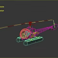 Detailed Military Amphibious Helicopter With Floats Rotor Cabin And Metal Structure