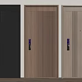 Modern Security Doors With Vertical Stripes Electronic Locks And Various Colors 3d model