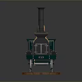 Vintage Steam Train Model With Green Locomotive And Yellow Cargo Car On Tracks