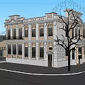 Classical Style Building Exterior Featuring Decorative Facade Stairs Windows And Tree In Front
