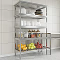 Stainless Steel Bathroom Cabinet Rack With Multiple Shelves For Organizing Storage Items And Home Use