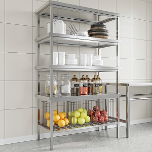 Modern Storage Rack Kitchen Stainless Steel Storage Rack 3d model