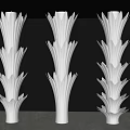 Modern Interior With Three Decorative White Petal Shaped Illuminated Columns