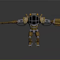 Mechanical Character With Gold Silver Armor Helmet And Arm Mechanisms