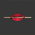 Elegant Red Lace Camisole Hanging On Wooden Hanger Against Dark Backdrop