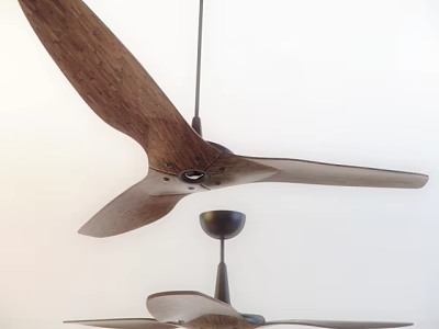 Air Conditioning Ceiling Fan With Wooden Blades Modern Sleek Home Cooling Design 3d model