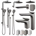 Modern Chrome Bathroom Fixture Set With Shower Heads Faucets Handheld Showers And Bars