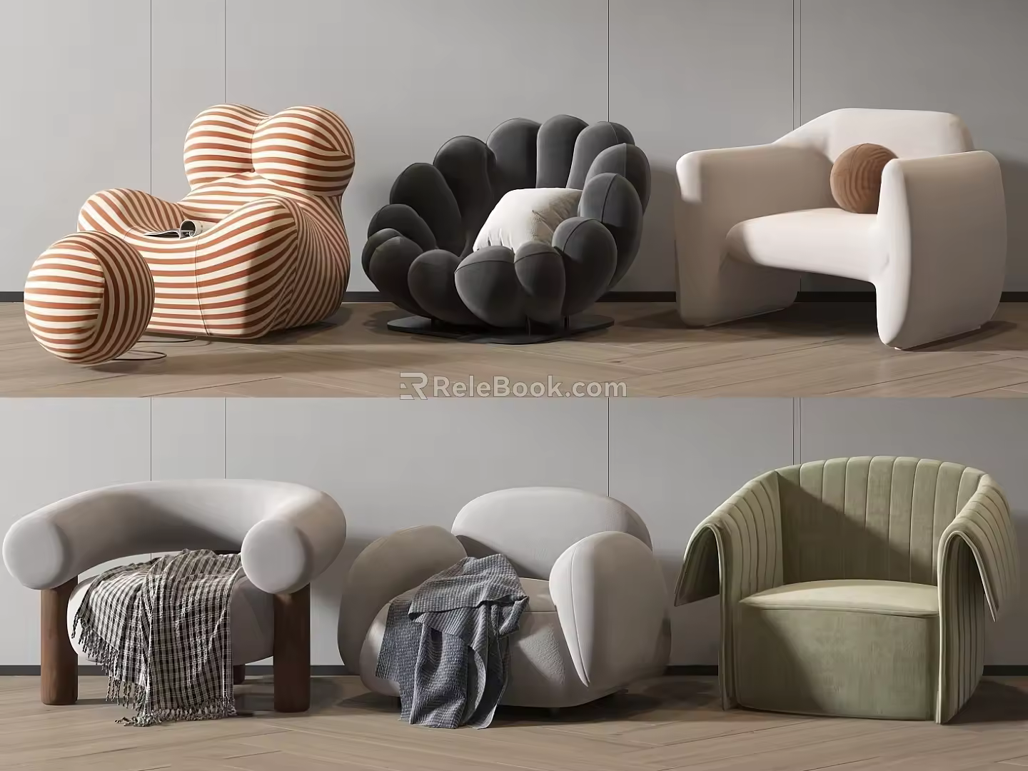 Modern Cream Style Single Sofa Cream Single Sofa Combination 3d model