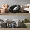 Modern Cream Style Single Sofa Cream Single Sofa Combination 3d model