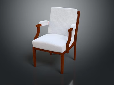 Modern Accent Chair With White Upholstery And Wooden Armrests Sleek Design 3d model