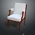 Modern Accent Chair With White Upholstery And Wooden Armrests Sleek Design