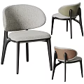 Modern Upholstered Dining Chairs With Gray Beige Brown Seats And Black Wooden Legs