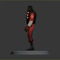 3D Character Model Standing On Circular Base With Red Outfit And Backpack