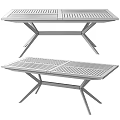 Modern Wooden Dining Table With Cross Design Black Metal Legs And Wood Grain Tabletop