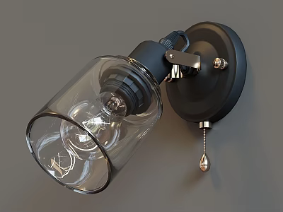 Modern Black Base Wall Sconce With Transparent Glass Shade And Metal Fixture 3d model