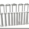 Various Architectural Columns with Classical and Modern Styles and Detailed Capitals and Shafts