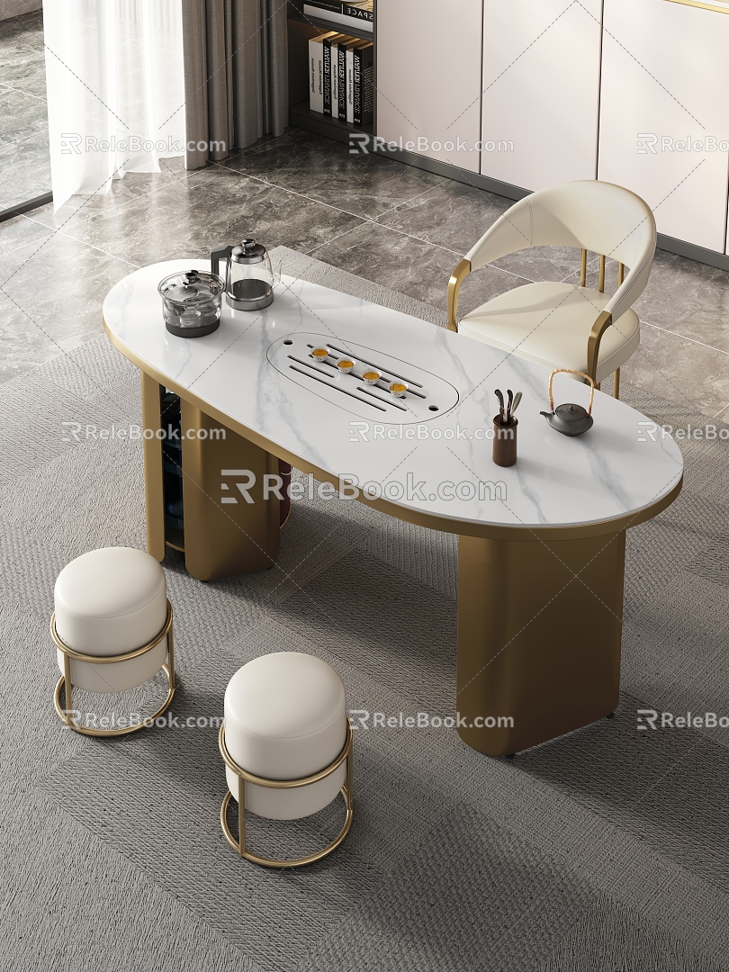 Modern marble tea table and chair combination tea room marble tea table tea table rock plate tea table tea table tea area tea tray tea 3d model