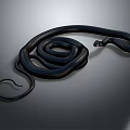 Realistic Black Snake Coiled With Raised Head On Gray Gradient Background