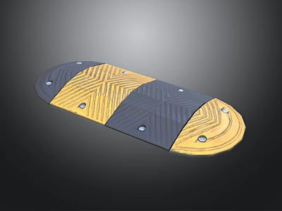 Black And Yellow Speed Bump With Chevron Pattern And Mounting Holes 3d model