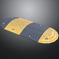 Black And Yellow Speed Bump With Chevron Pattern And Mounting Holes