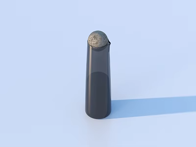 Sleek Black Cylindrical Object Featuring Shiny Silver Top On Blue Background 3d model