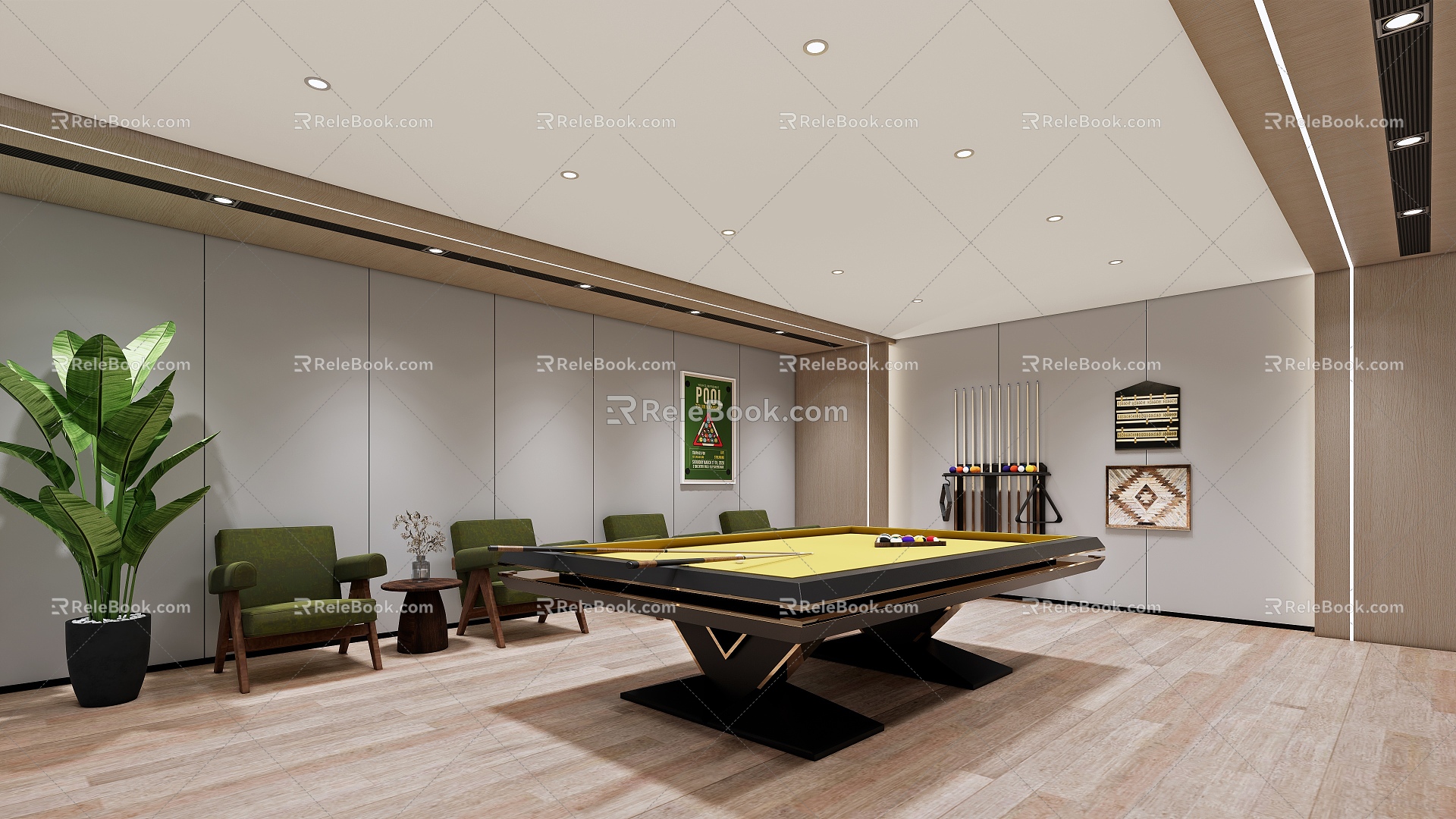 Modern Billiard Room 3d model