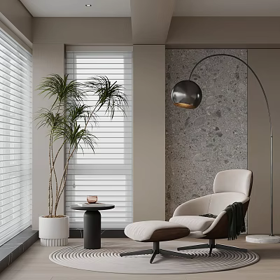 09 recliner modern leisure recliner floor lamp side table 3d model