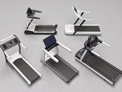 Different Sports Equipment Treadmills With Modern Design And Functional Features 3d model