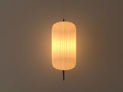Modern Minimalist Wall Lamp with Cylindrical Ribbed Shade and Warm Yellow Light Mounted on Wall 3d model