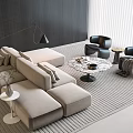 Modern Italian-style Double-sided Sofa Coffee Table Combination Double-sided Sofa Bean Curd Block Sofa Coffee Table Combination Double-sided Sofa Corner Sofa 3d model
