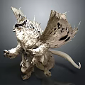 Mythical Fantasy Creature 3D Model With Large Wings Spiked Fur And Long Tail