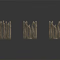 Three Rustic Handmade Wooden Fences With Unique Designs On White Reflective Surface