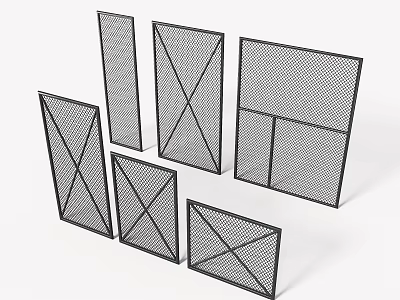Black Metal Architectural Components With Cross Patterns And Grid Designs In Various Shapes 3d model