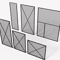 Black Metal Architectural Components With Cross Patterns And Grid Designs In Various Shapes 3d model