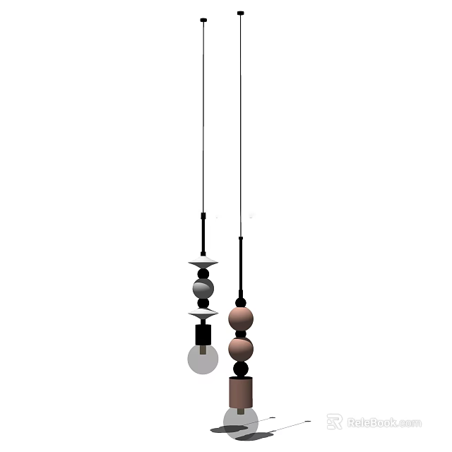 Modern Chandeliers With Stacked Spheres In White Gray Pink And Black Hanging Cords 3d model 