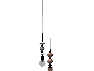 Modern Chandeliers With Stacked Spheres In White Gray Pink And Black Hanging Cords 3d model
