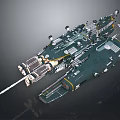Futuristic Sci-Fi Spaceship With Metallic Hull Detailed Armament Antenna Arrays And Modular Sections